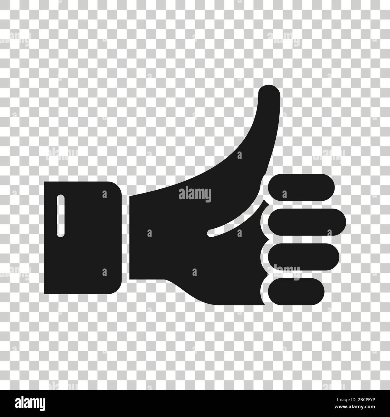 Thumb up icon in flat style. Like gesture vector illustration on white isolated background. Approval mark business concept. Stock Vector