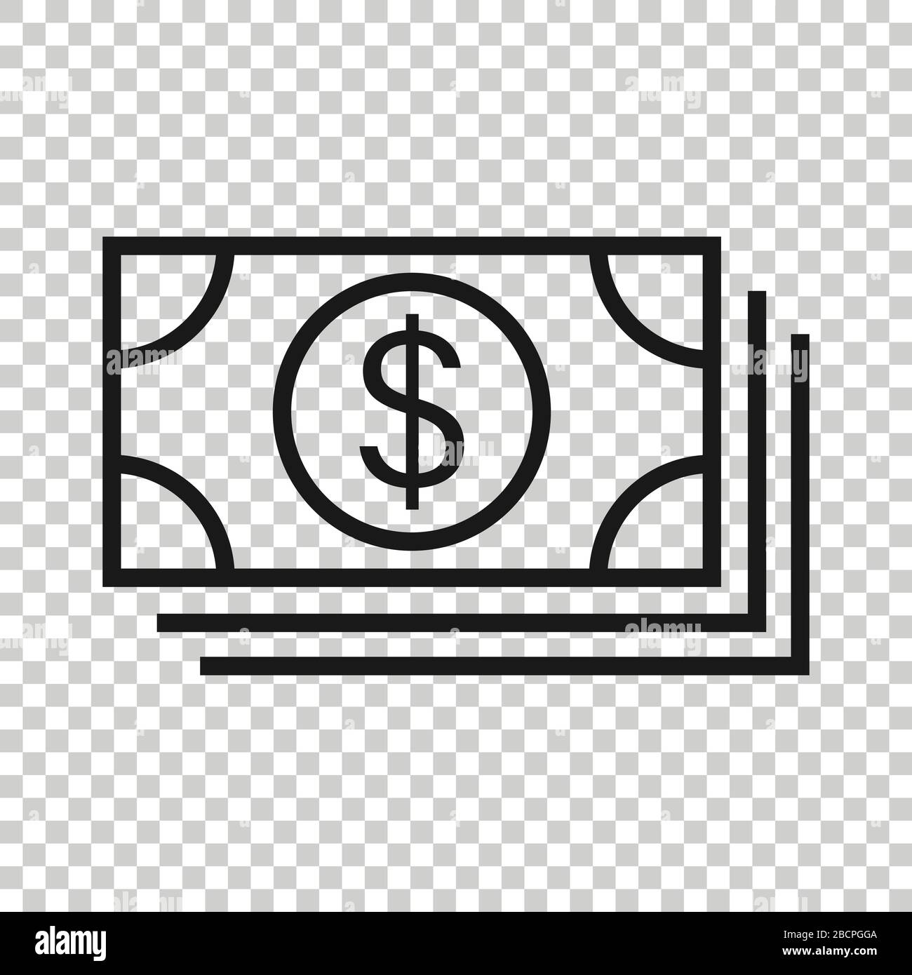 Dollar currency banknote icon in flat style. Dollar cash vector ...