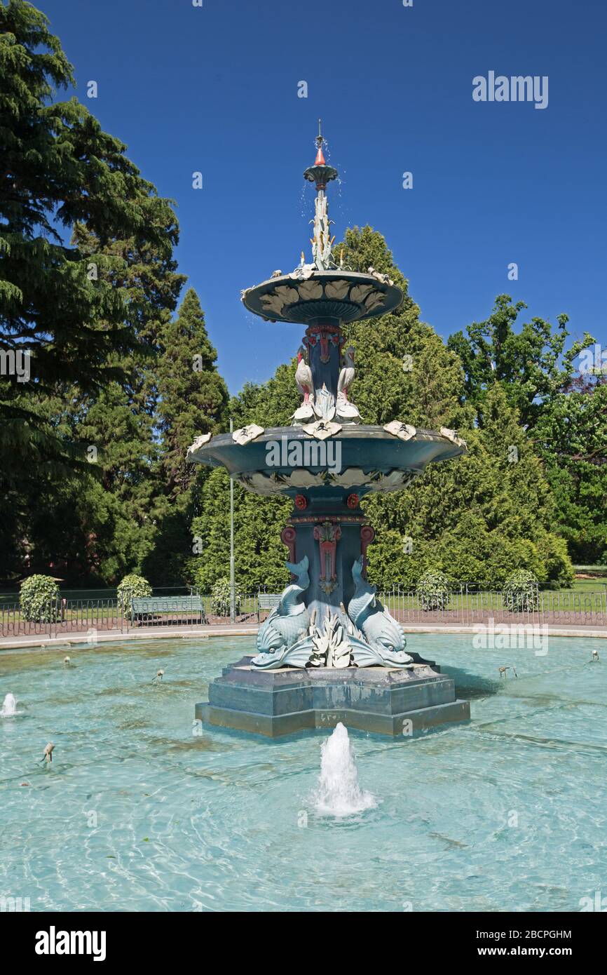 Peacock Fountain Christchurch Stock Photo Alamy