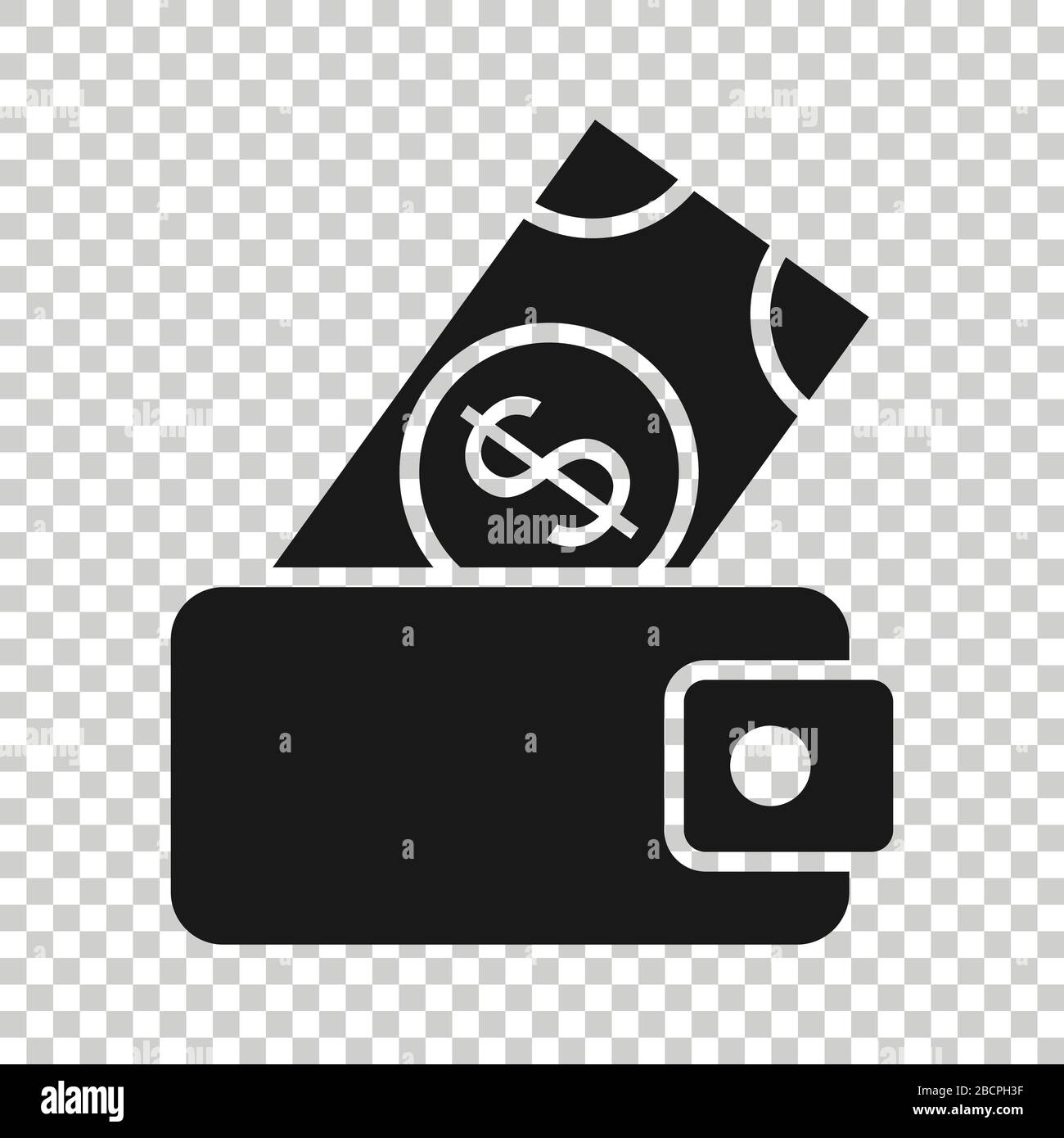 Wallet icon in flat style. Purse vector illustration on white isolated background. Finance bag business concept. Stock Vector