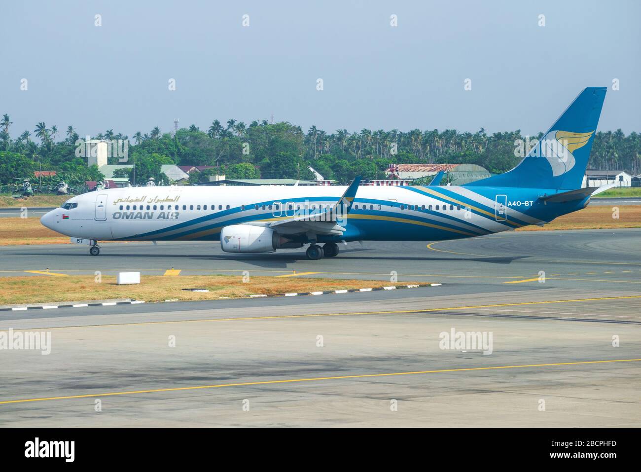 COLOMBO, SRI LANKA - FEBRUARY 24, 2020: Boeing 737-91M (A4O-BT) airline Oman Air on the taxiway of Bandaranaike Airport Stock Photo