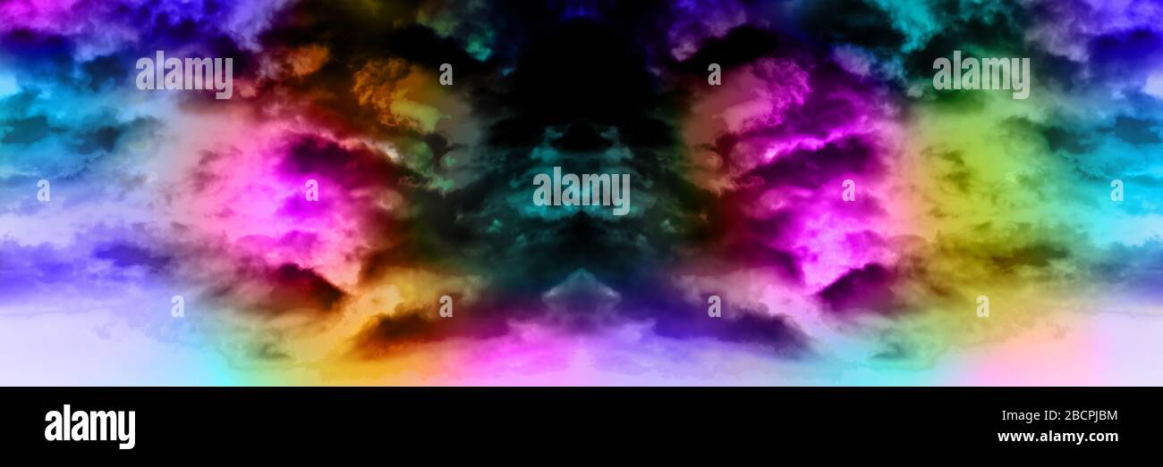 abstract coloured sky with clouds, panoramic mock-up image Stock Photo ...