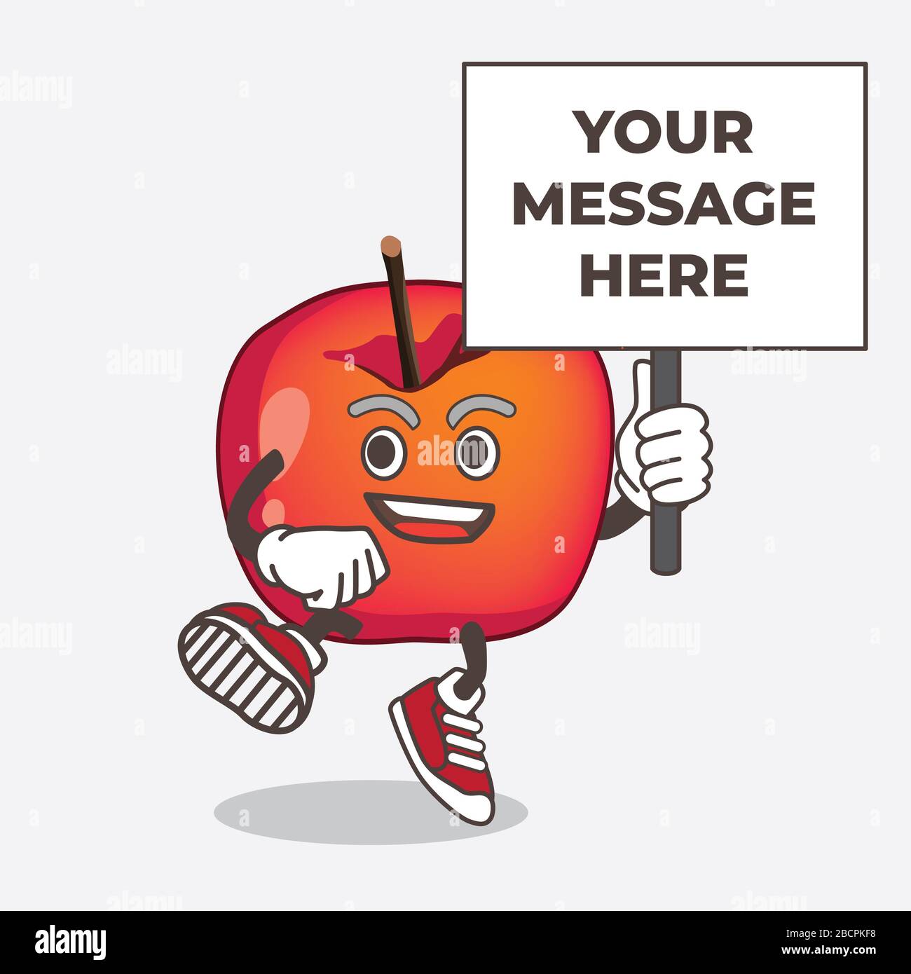 An illustration of Crab Apple cartoon mascot character with board sign message Stock Photo Alamy