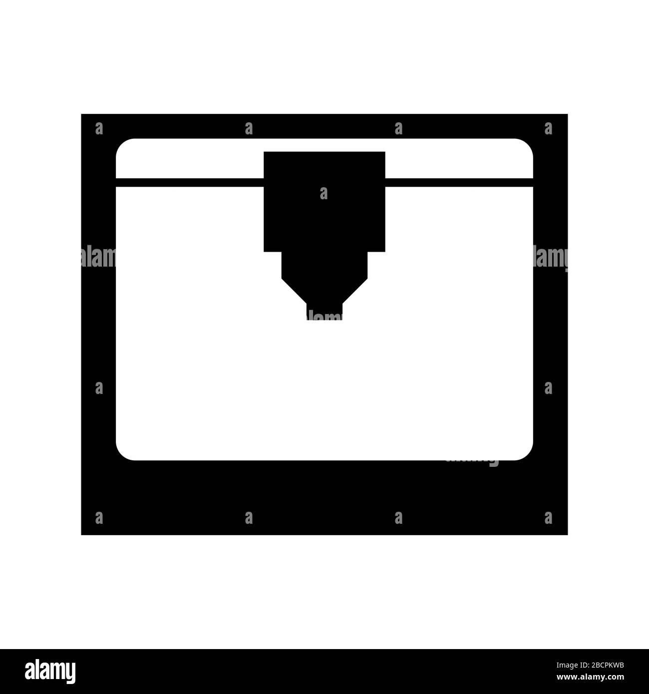 Simple 3D printer icon, black and white minimalism vector illustration symbol Stock Vector