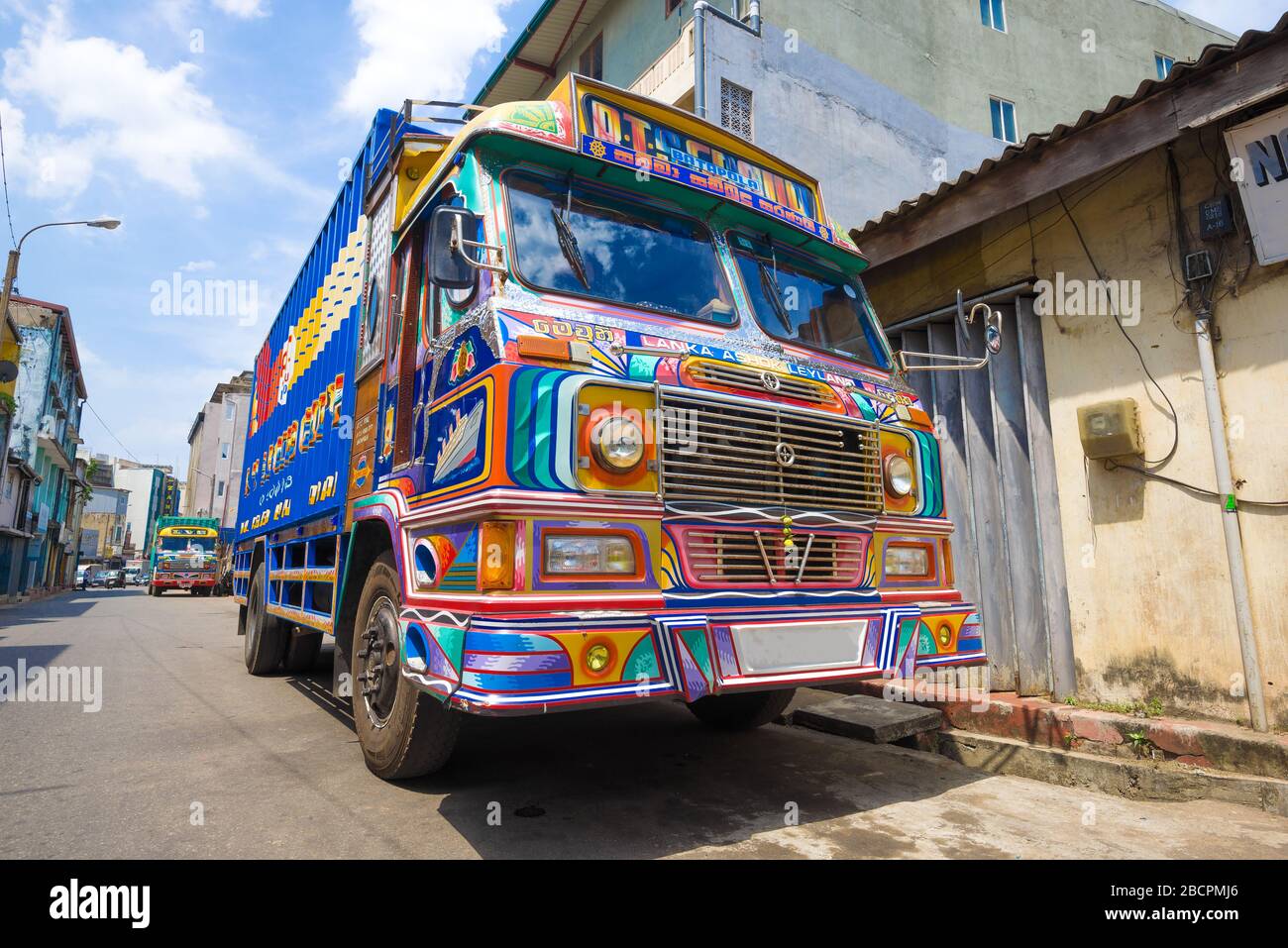 COLOMBO, SRI LANKA - FEBRUARY 23, 2020: Truck Lanka Ashok Leyland close up sunny day Stock Photo