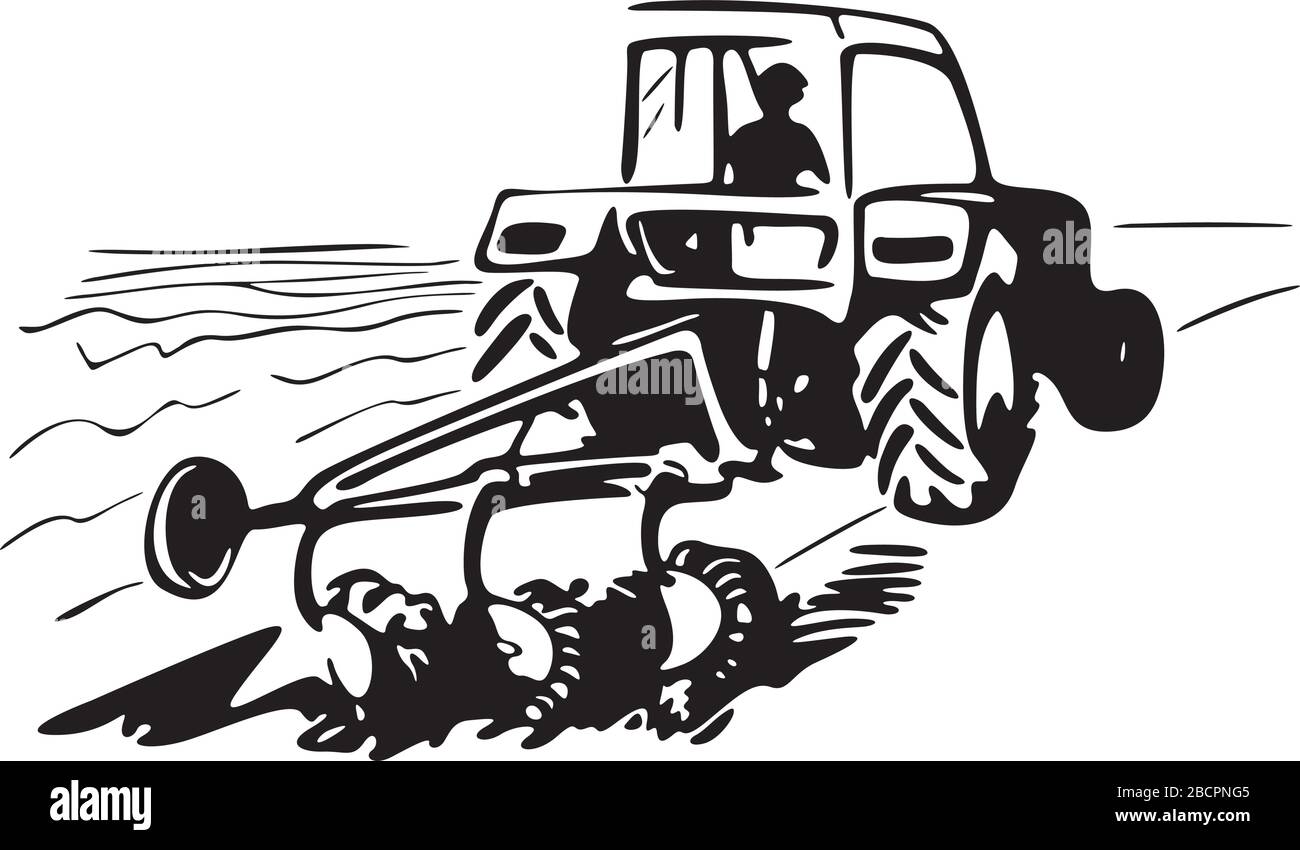 tractor with a plow in a field Stock Vector Image & Art Alamy