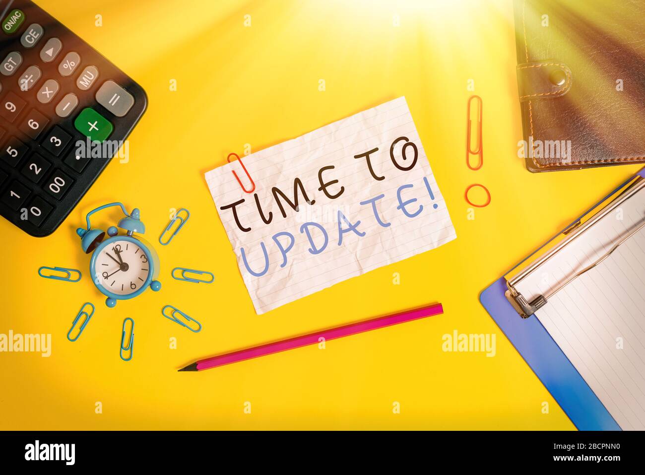 To Be Updated Note Writing note showing Time To Update. Business concept for this right ...