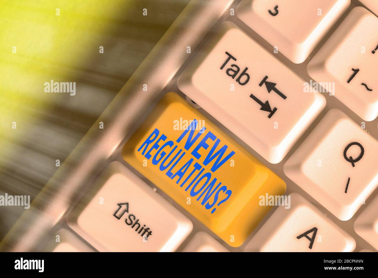 Writing note showing New Regulations Question. Business concept for ...