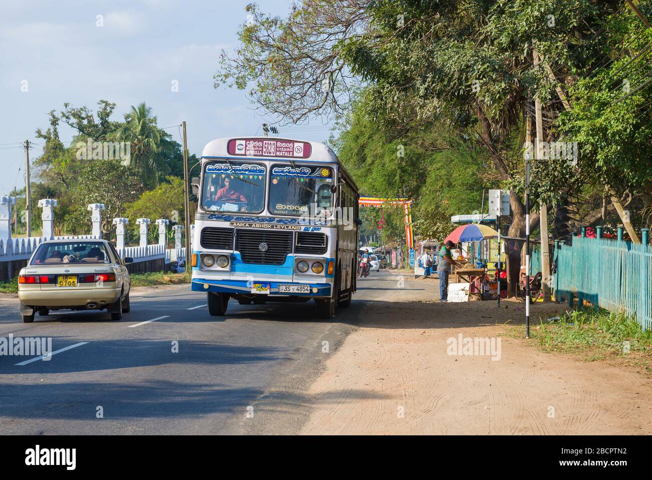 ANURADHAPURA, SRI LANKA - FEBRUARY 08, 2020: Long-distance bus 'Matale-Dambulla' on the city street Stock Photo