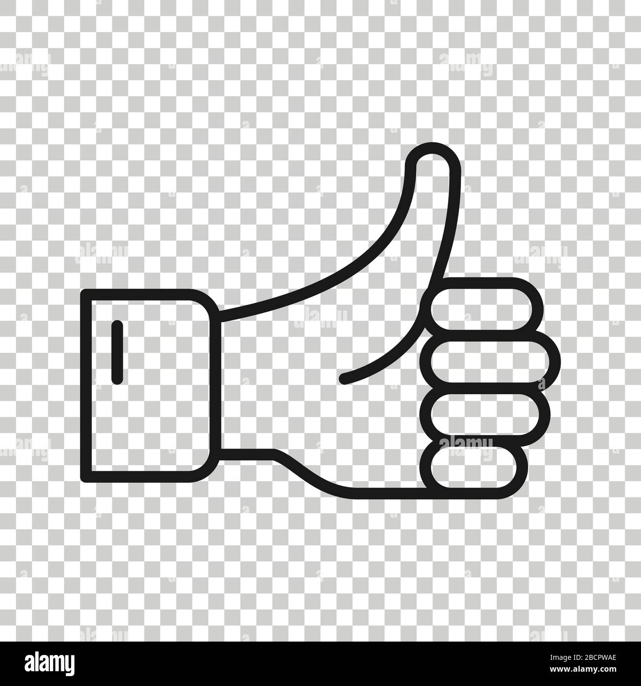 Thumb up icon in flat style. Like gesture vector illustration on white isolated background. Approval mark business concept. Stock Vector