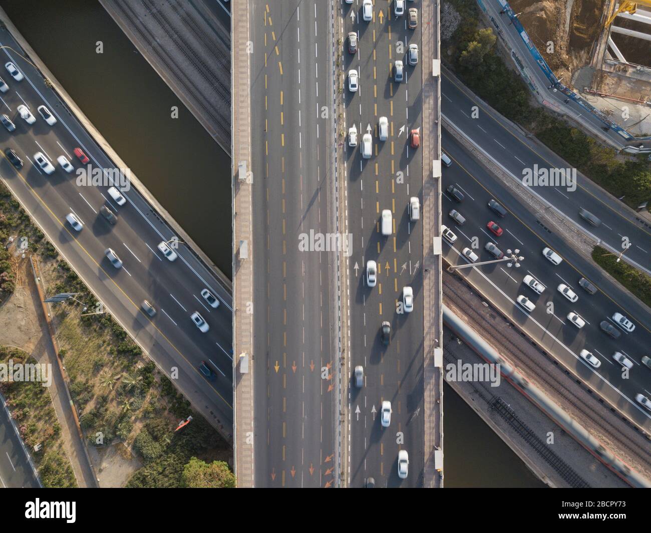 Hi way in Tel Aviv, aerial view Stock Photo - Alamy