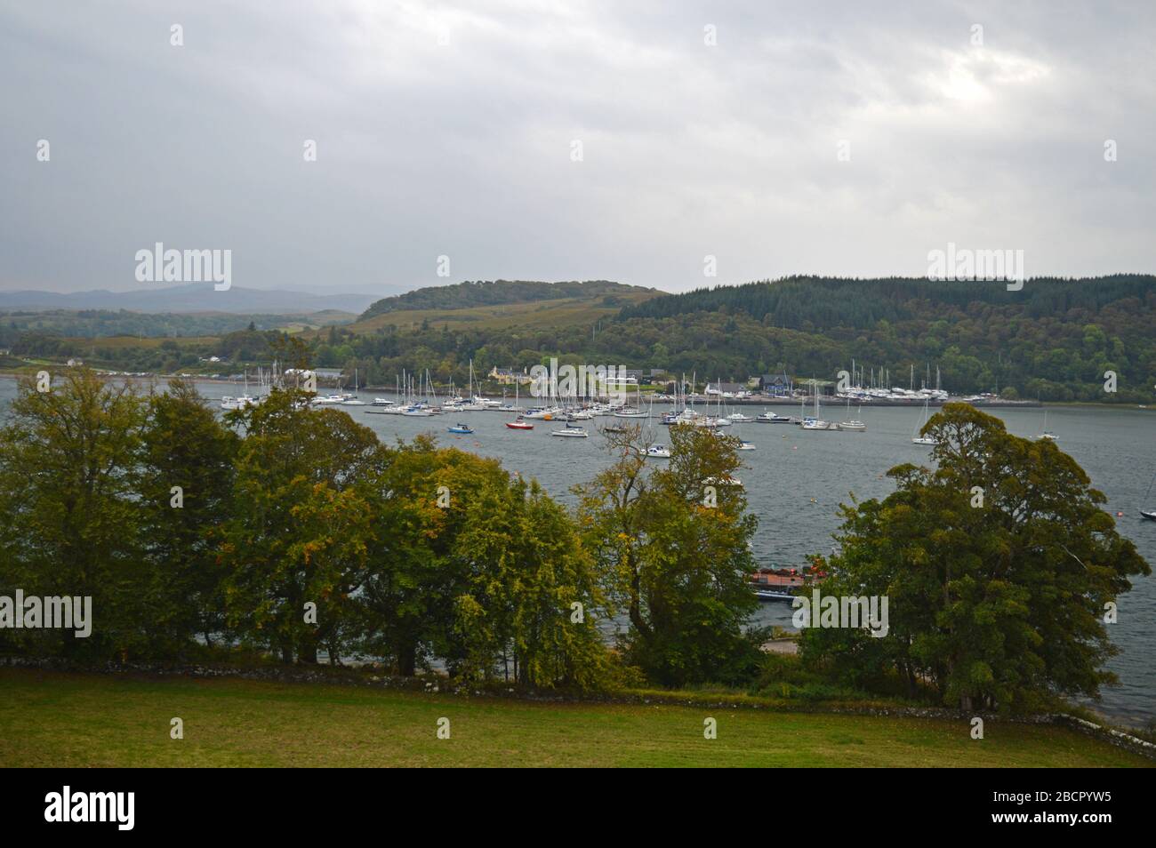 Dunstaffnage marina viewed from Dunstaffnage Castle grounds, Oban