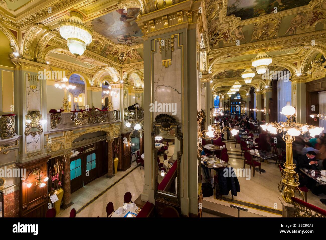 Hungary, Budapest - New York cafè, Erzsébet krt. 9-11 - At the turn of the 20th century the New York Café was the most beautiful and the most beloved Stock Photo
