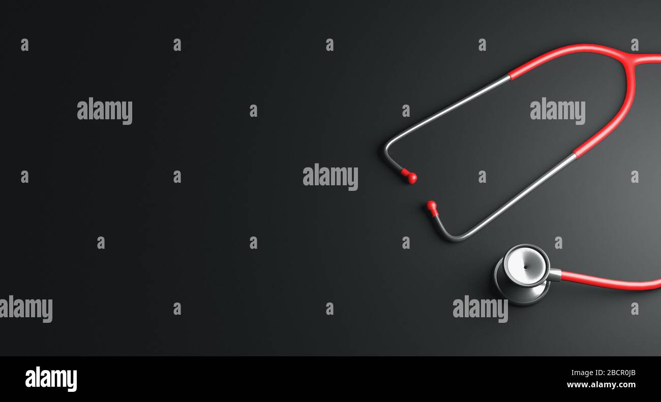 Red stethoscope on black background. Healthcare. 3d rendering Stock Photo Alamy