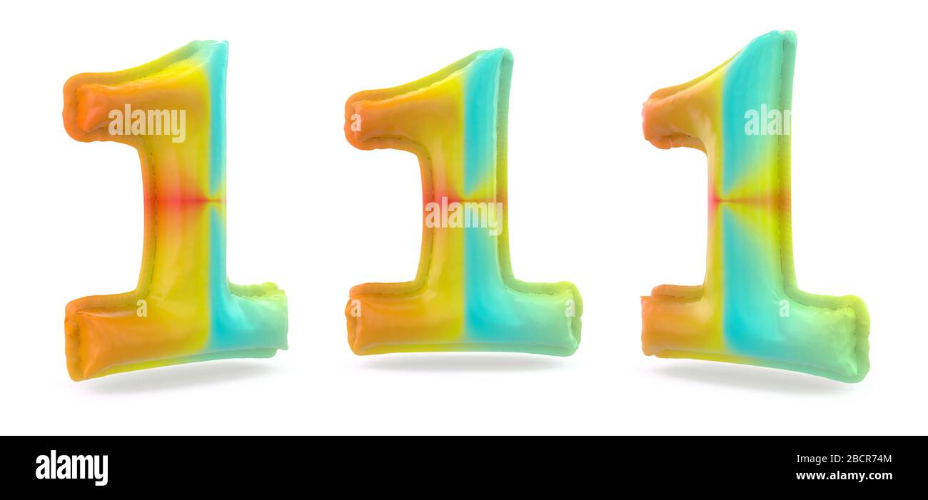 Number 1. Digital sign. Inflatable multicolor balloon on background. 3D ...