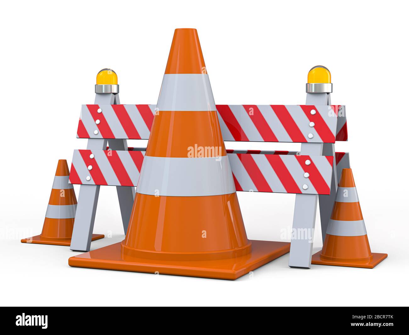 Signs of road work. Hazard warning. 3D rendering Stock Photo Alamy