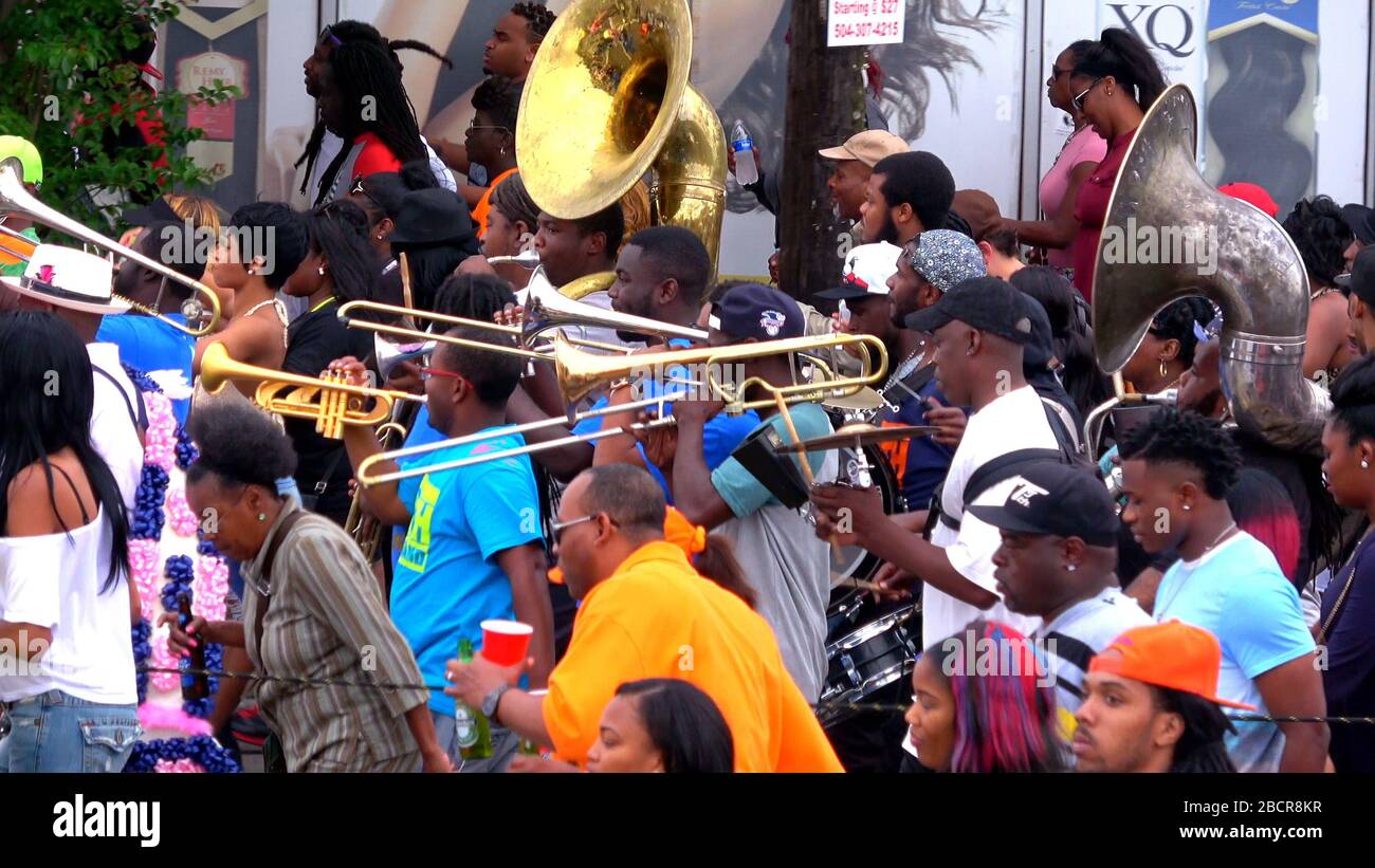 Huge street parade in New Orleans Mardi Gras NEW ORLEANS, USA