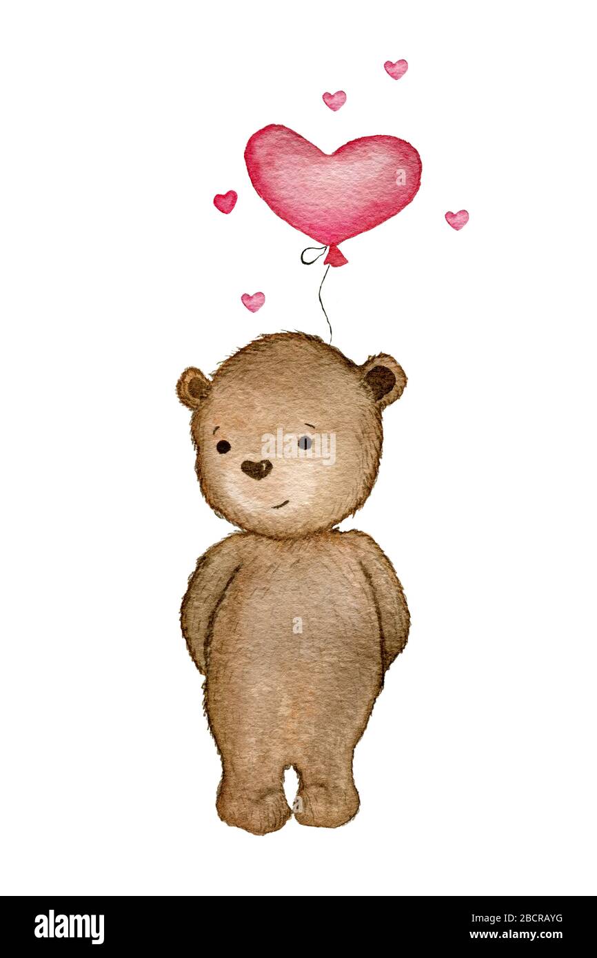 photo Love Cute Teddy Teddy Bear Cartoon Images https www alamy com cute watercolor teddy bear with red heart balloon love concept design watercolor cartoon illustration for valentines day card or mother day image352096740 html