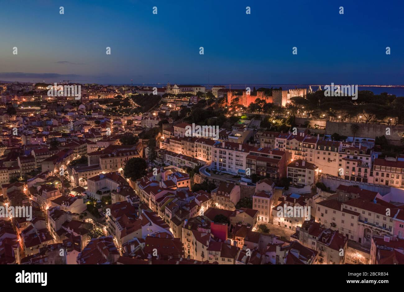 Lisbon in Portugal, aerial drone view Stock Photo