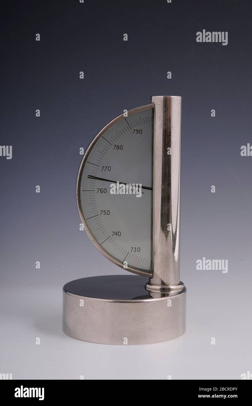 The old historic barometer on grey background Stock Photo Alamy