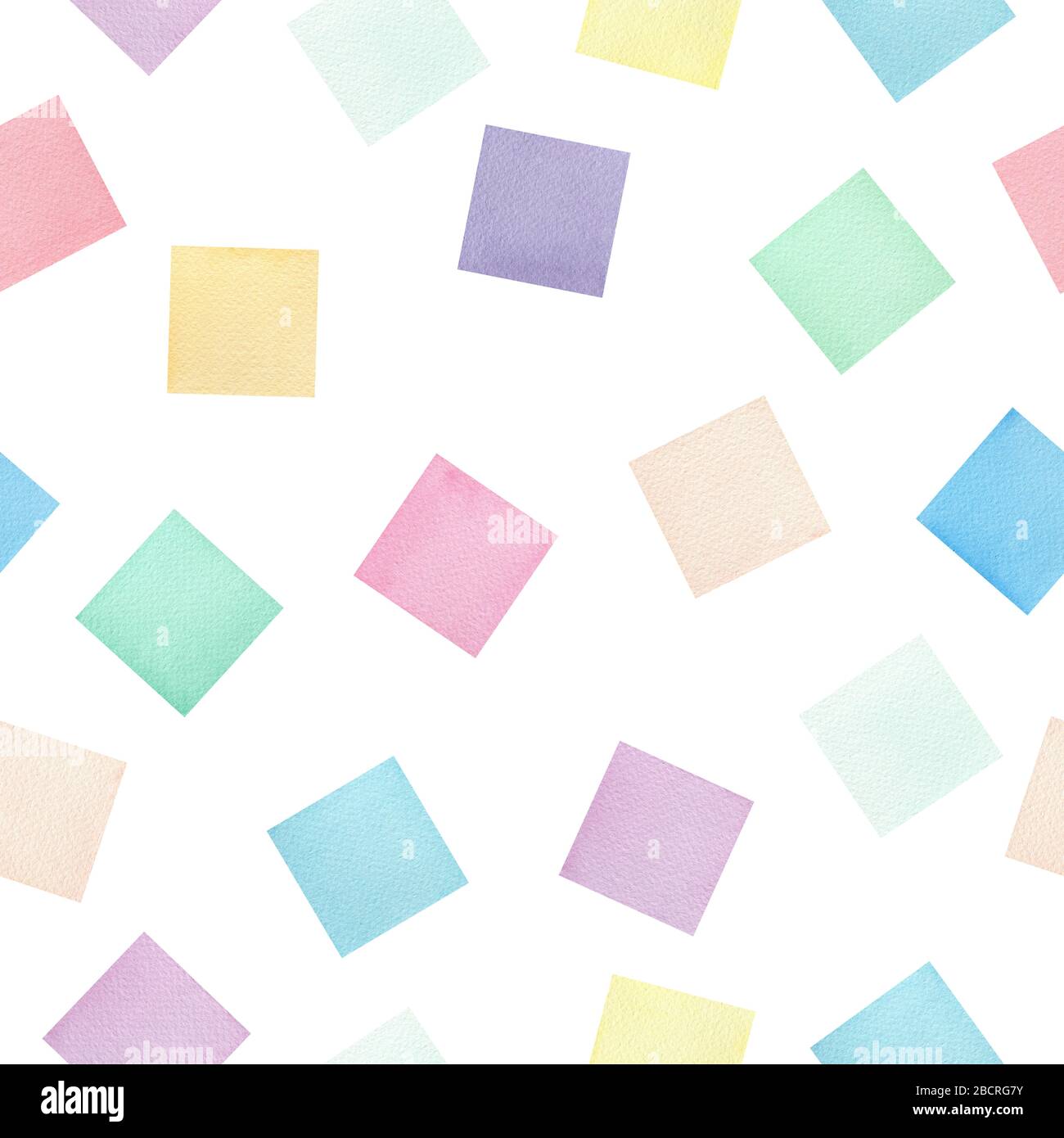 seamless repeat pattern with colorful watercolor squares, bright and ...