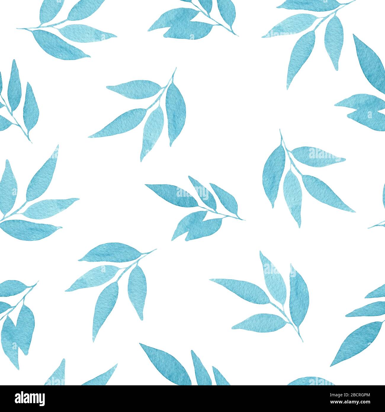 seamless pattern with leaves, blue leaves background, bright watercolor  design for backgrounds, wallpaper, wrapping or scrapbook Stock Photo - Alamy