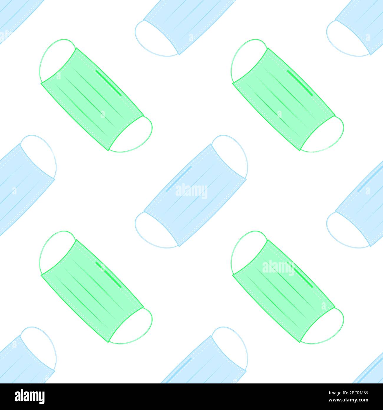 Face Medical Mask Seamless Pattern Isolated on White Background Stock Vector