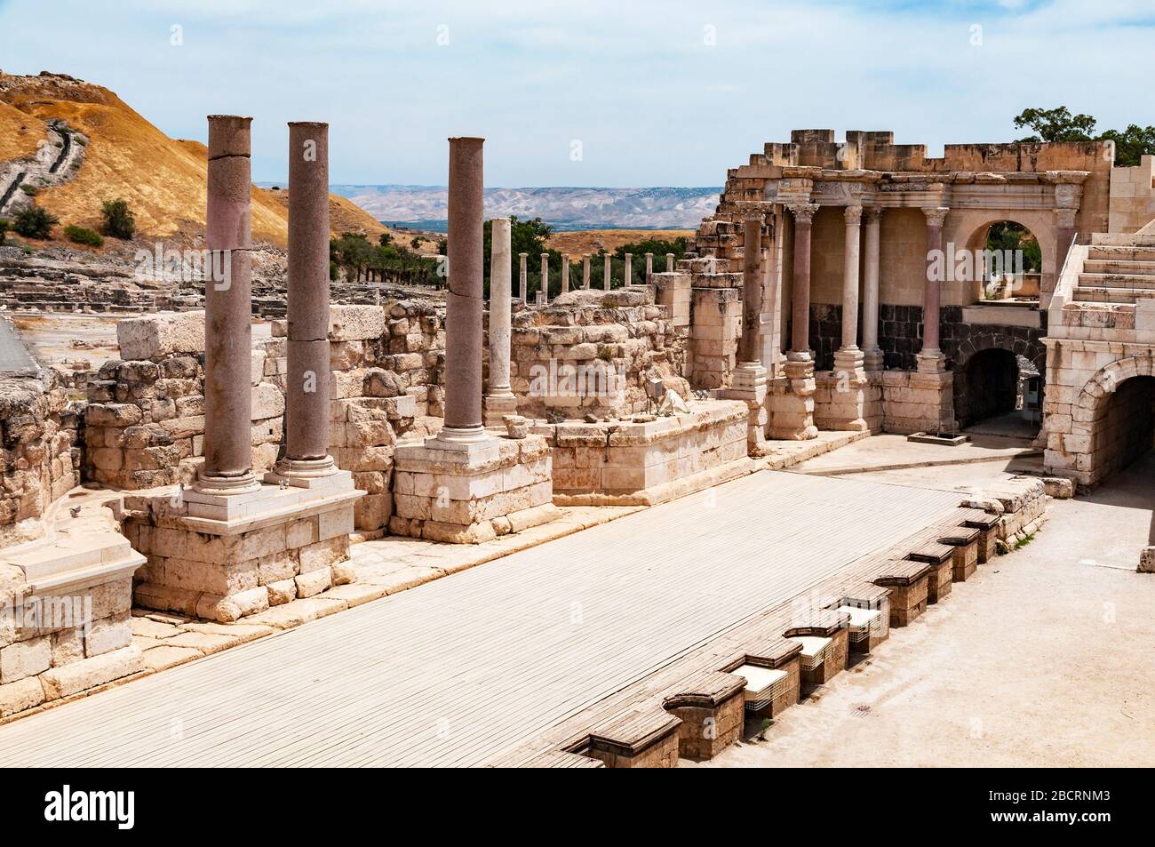 panoramic view of archaeological excavation Bet Shean, israel Stock Photo