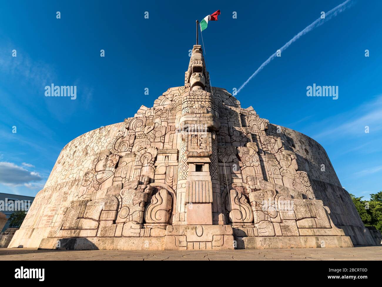 wide angle shot of Homeland Monument, Paseo Montejo, Merida Yucatan, Mexico Stock Photo