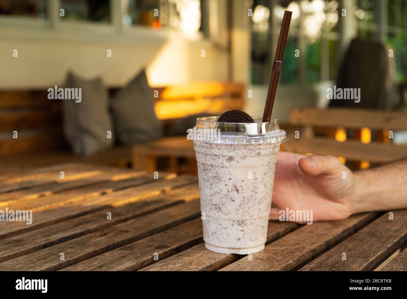 Chocolate milkshake in plastic cup hi-res stock photography and images -  Alamy