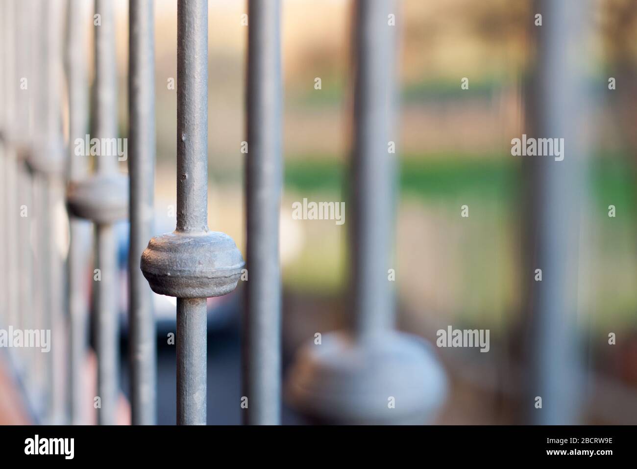 close-up of a metal balcony railing Stock Photo
