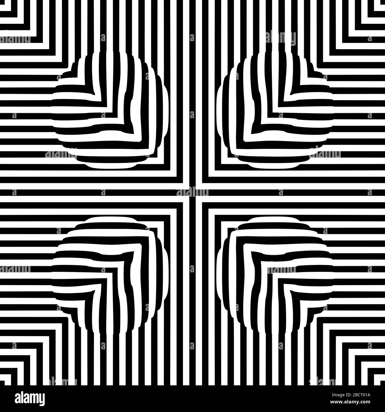 Optical illusion lines background. Abstract 3d black and white illusions. Conceptual design of optical illusion vector. EPS 10 Vector illustration Stock Vector