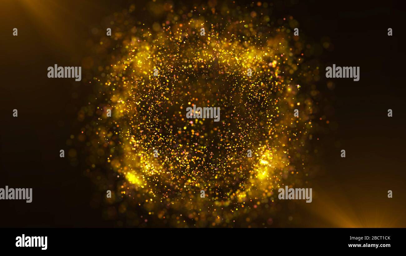 Explosion of golden particles. Computer graphics Stock Photo - Alamy