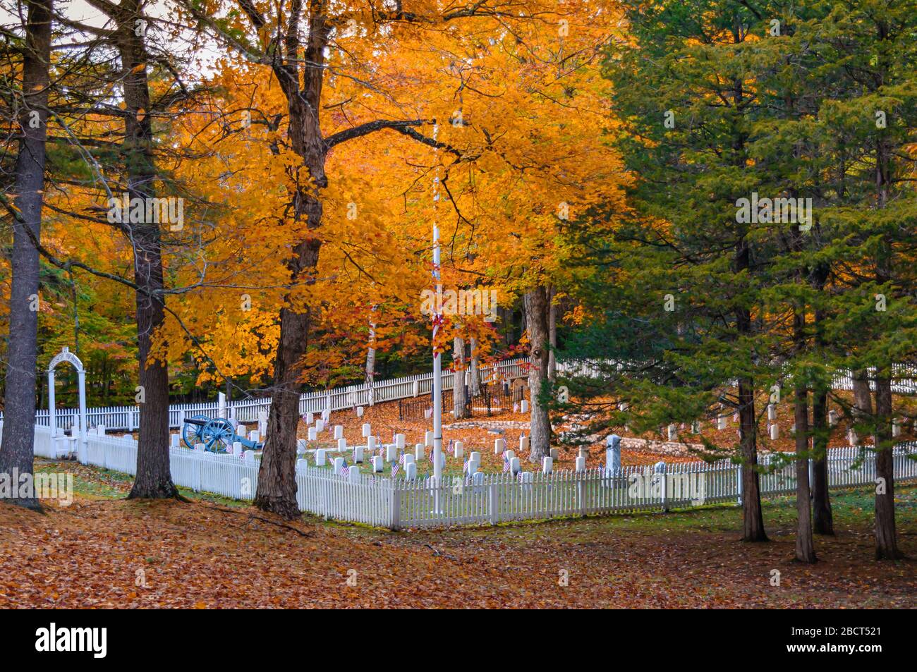 Fort Mackinac Post Cemetery on Mackinac Island in Autumn Stock Photo