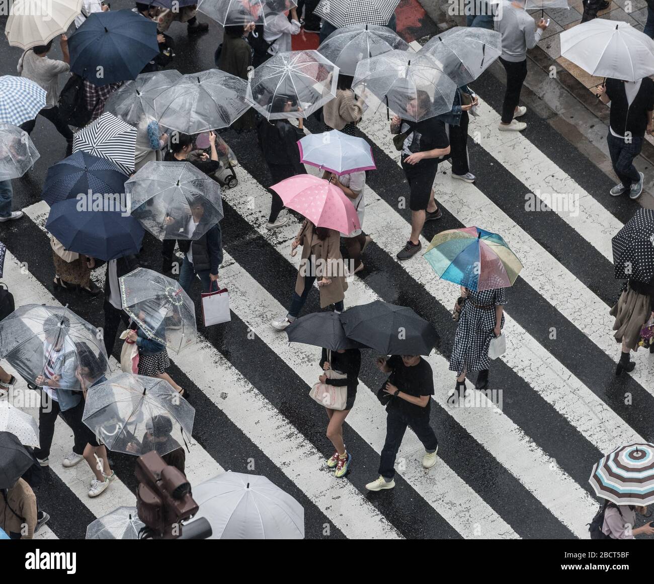 Tokyo Street Scene on Rainy Day Stock Photo