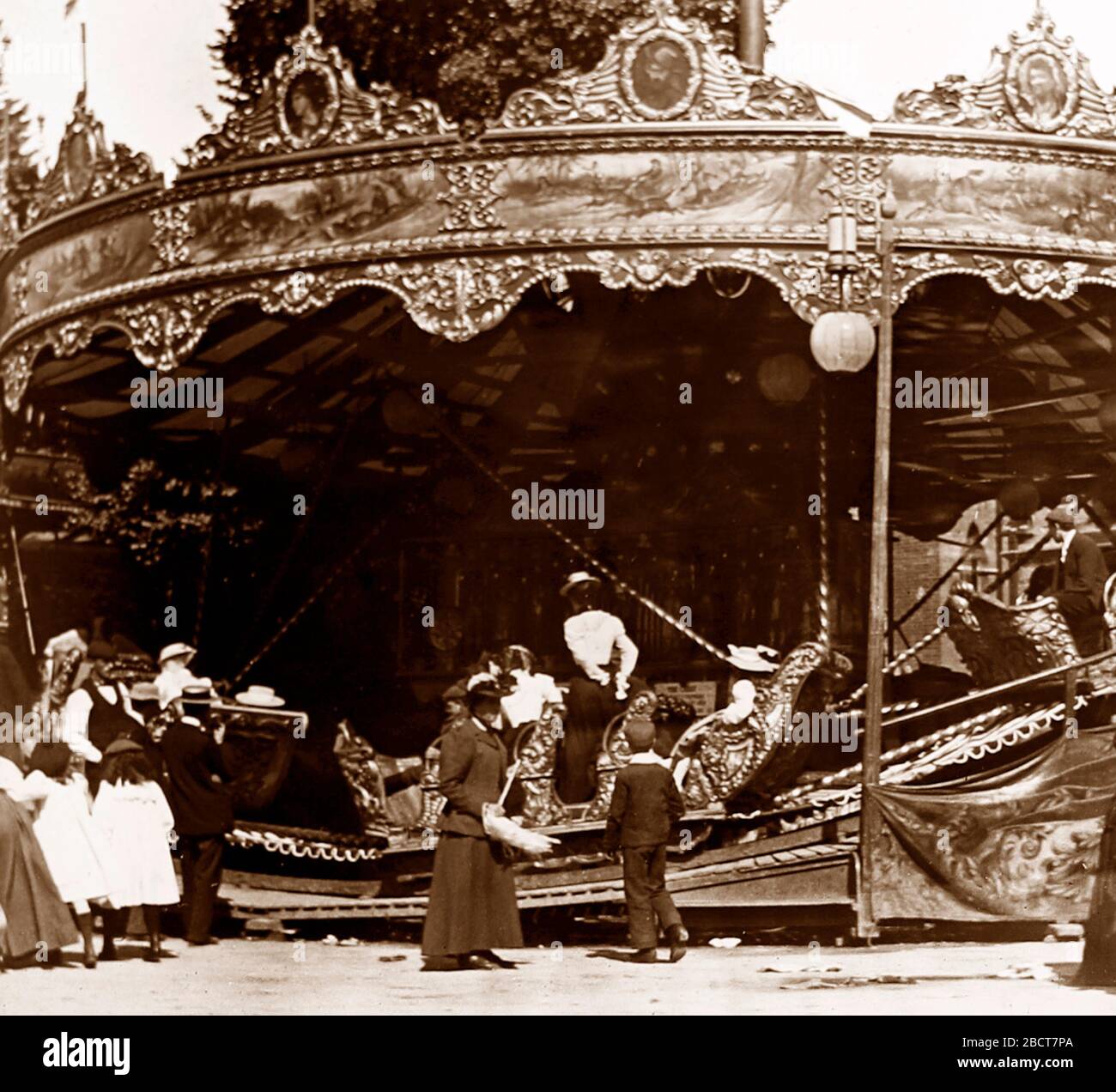 Funfair ride, Victorian period Stock Photo