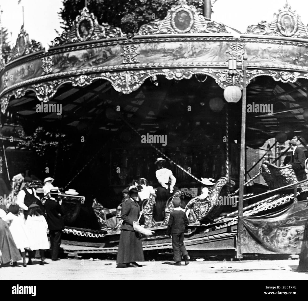 Funfair ride, Victorian period Stock Photo