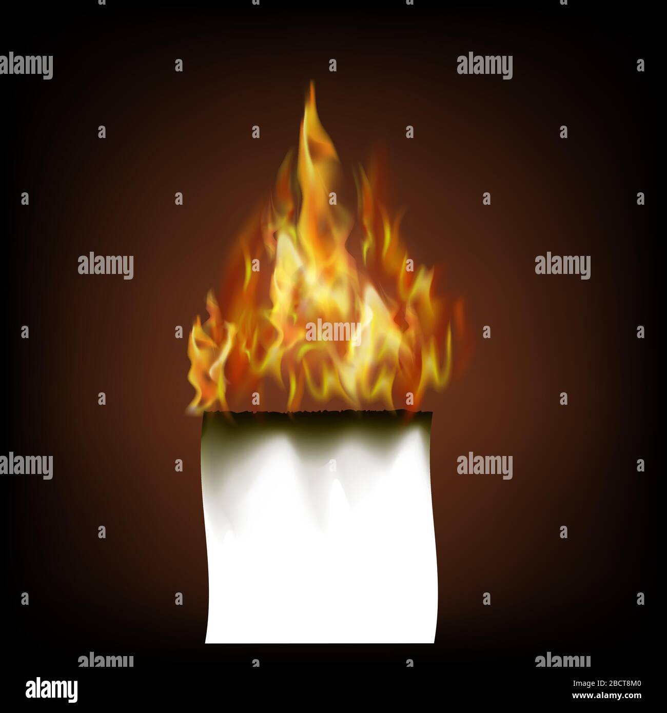 Burning White Paper Isolated on Black Background Stock Vector Image ...