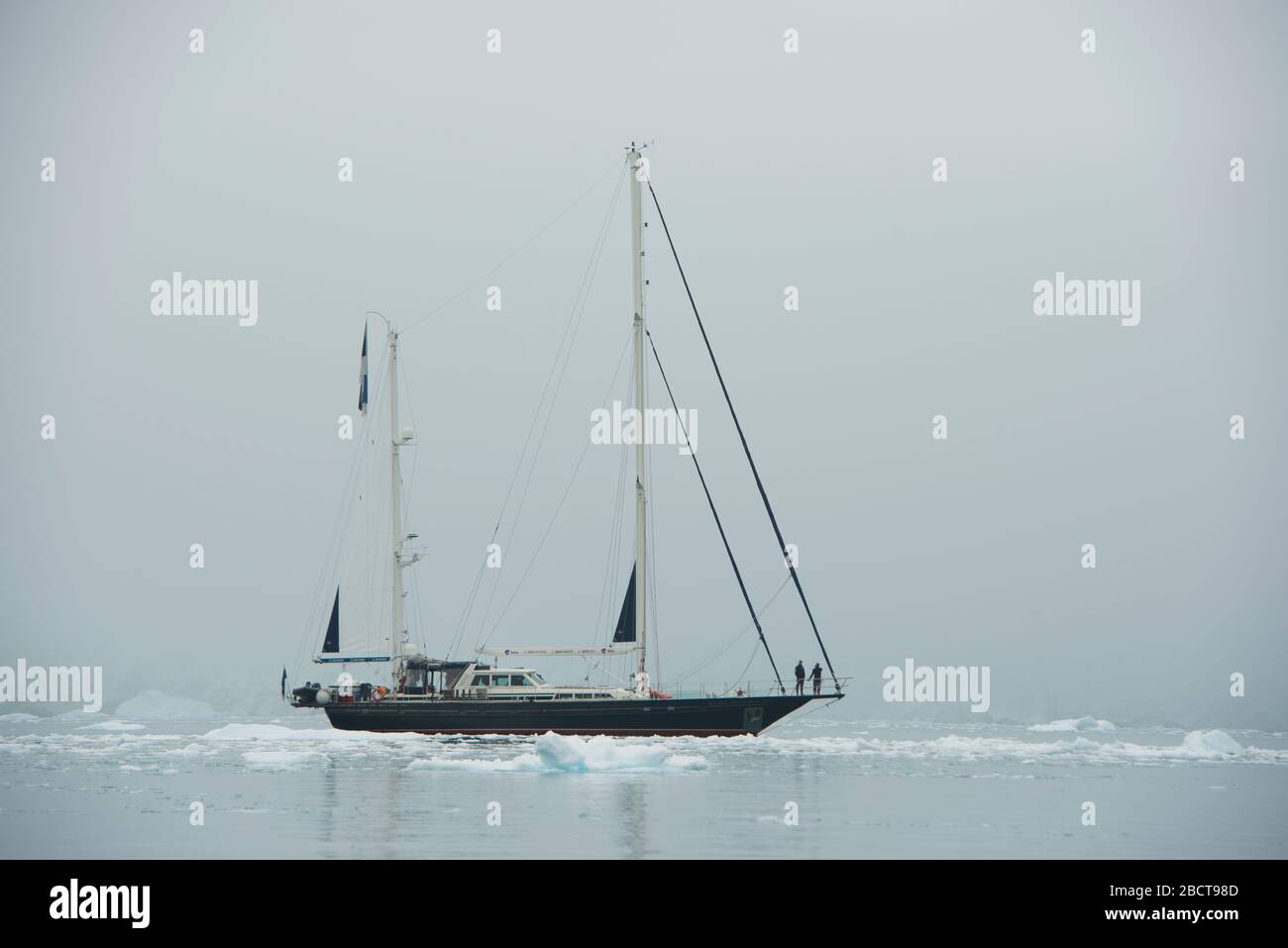 A sailing ship in Paradise harbour, antarctica Stock Photo