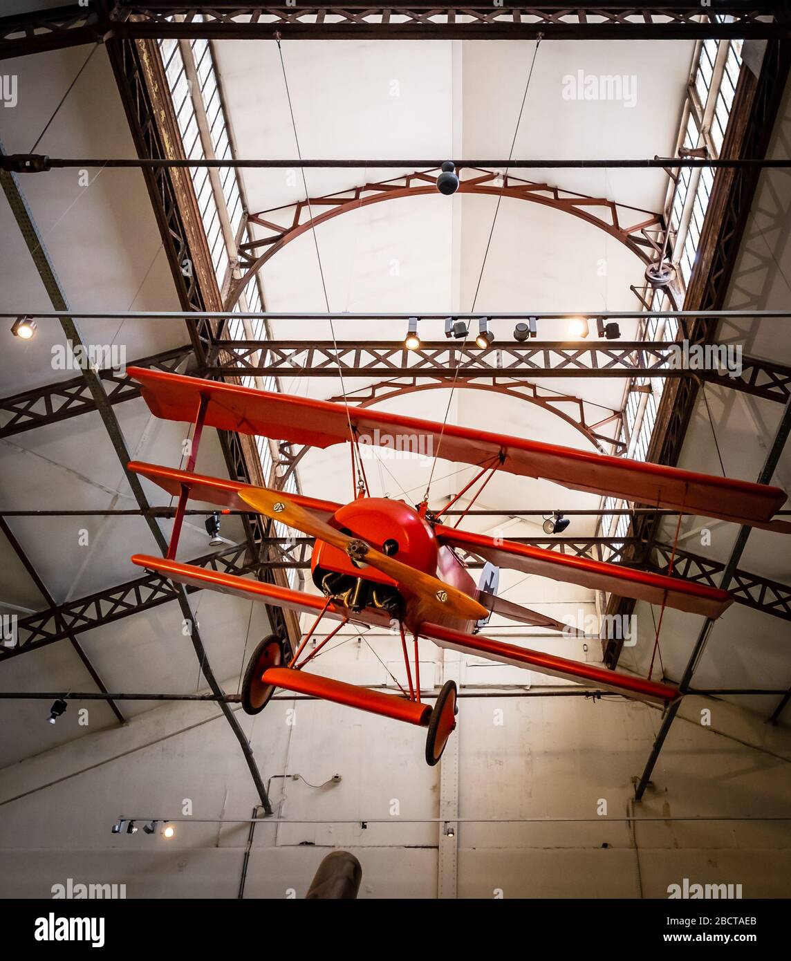 Brussels, Belgium - 20 July 2019: German army Fokker Dr.I triplane fighter aircraft at the Royal Museum of the Army and of Military History in Brussel Stock Photo