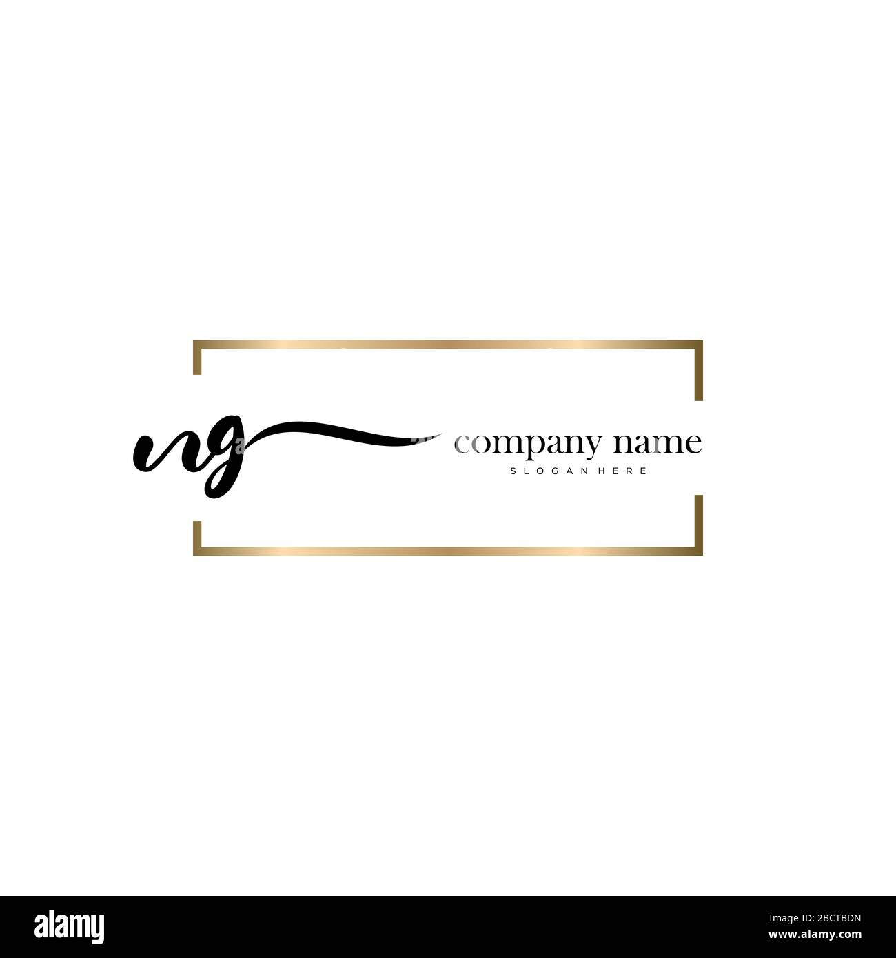 NG Initial Letter handwriting logo hand drawn template vector, logo for beauty, cosmetics, wedding, fashion and business Stock Vector