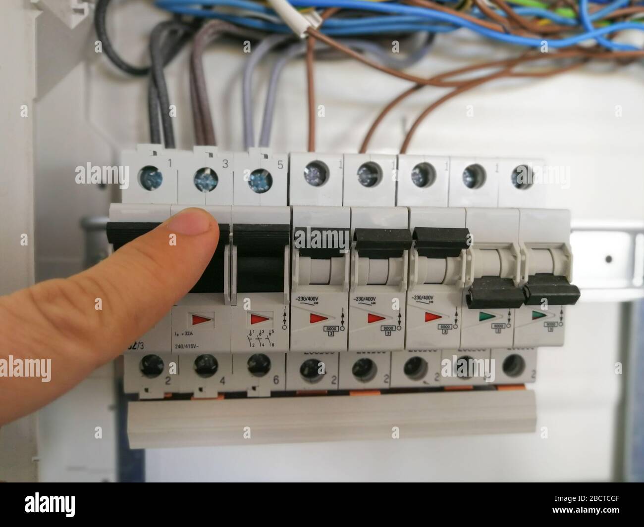 Electrical distribution board circuit breakers High Resolution Stock