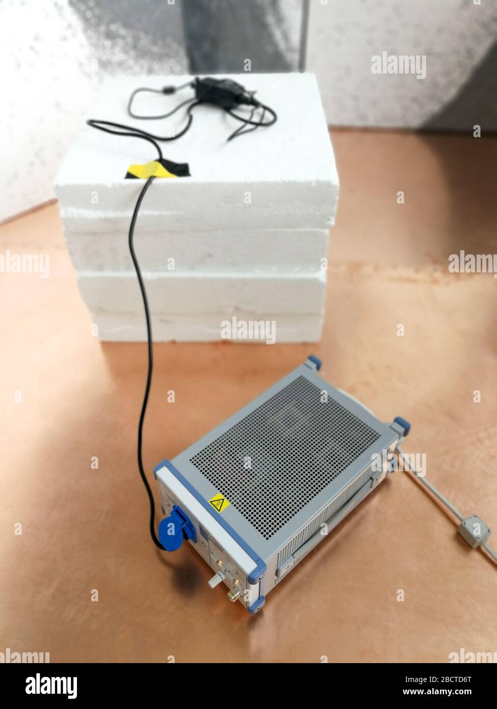 Line impedance stabilization network for electromagnetic compatibility tests Stock Photo