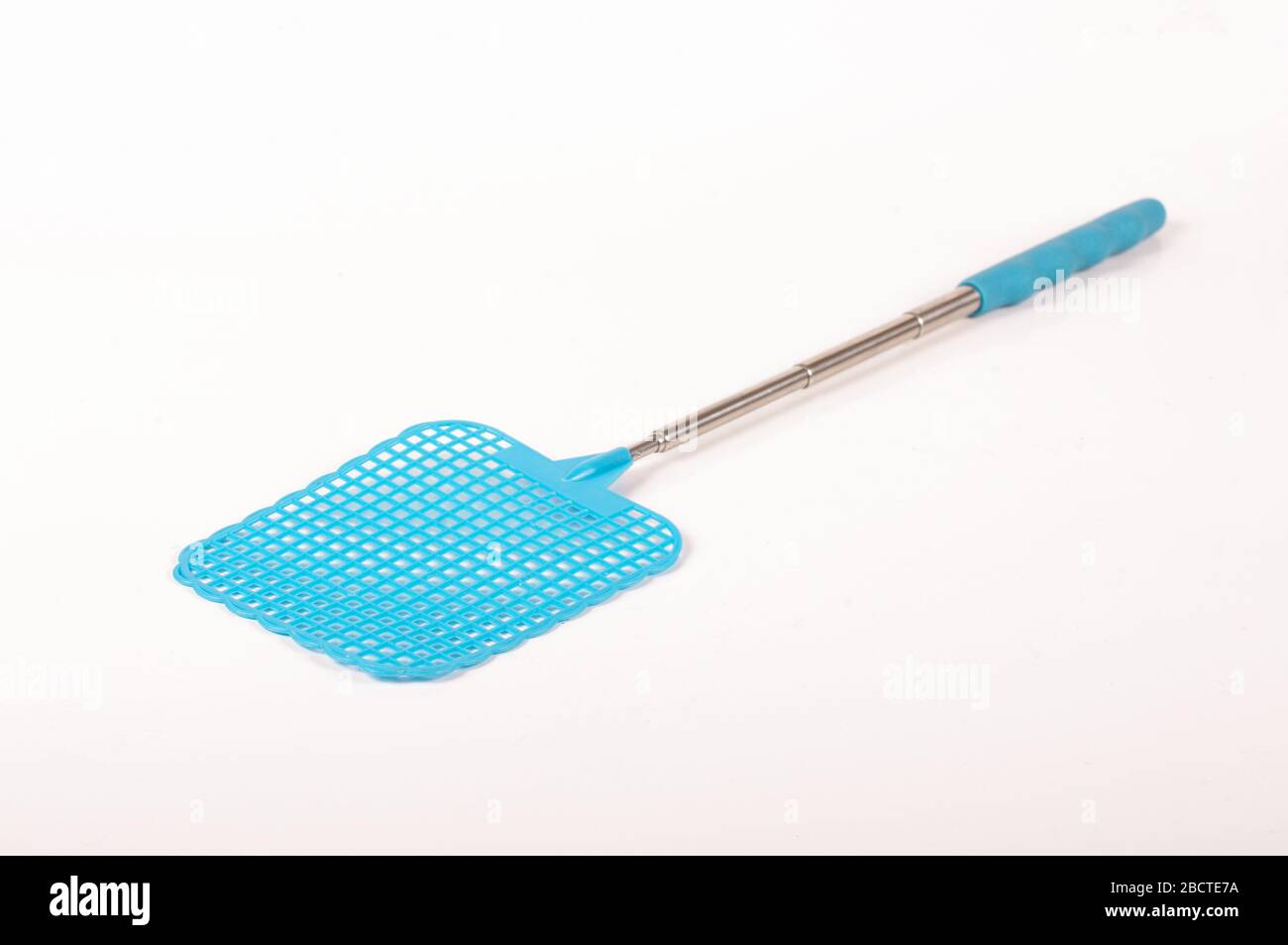 Blue fly swatter isolated on the white background Stock Photo - Alamy