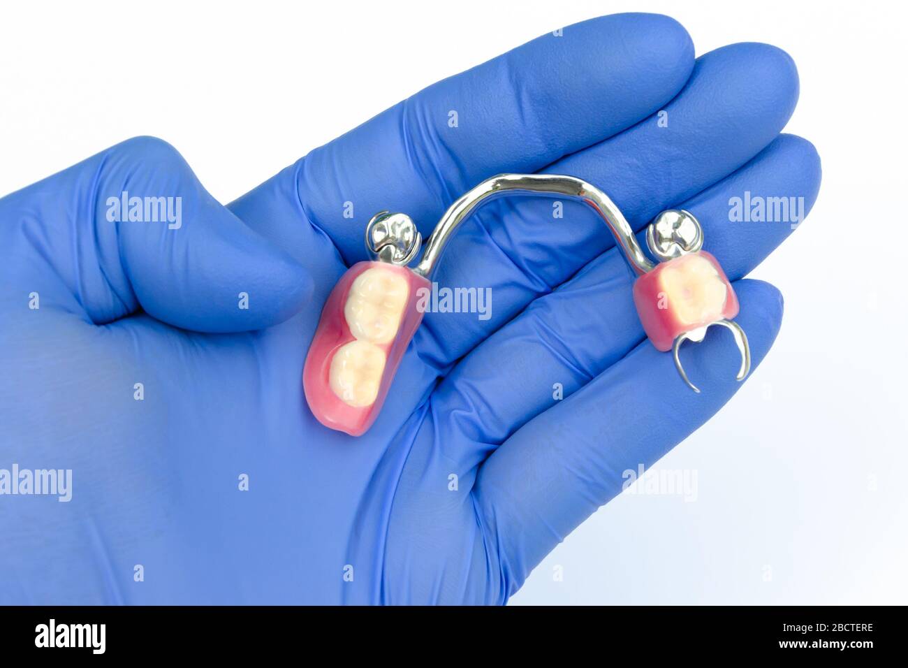 removable prosthetics concept. prosthetics with false teeth. denture in