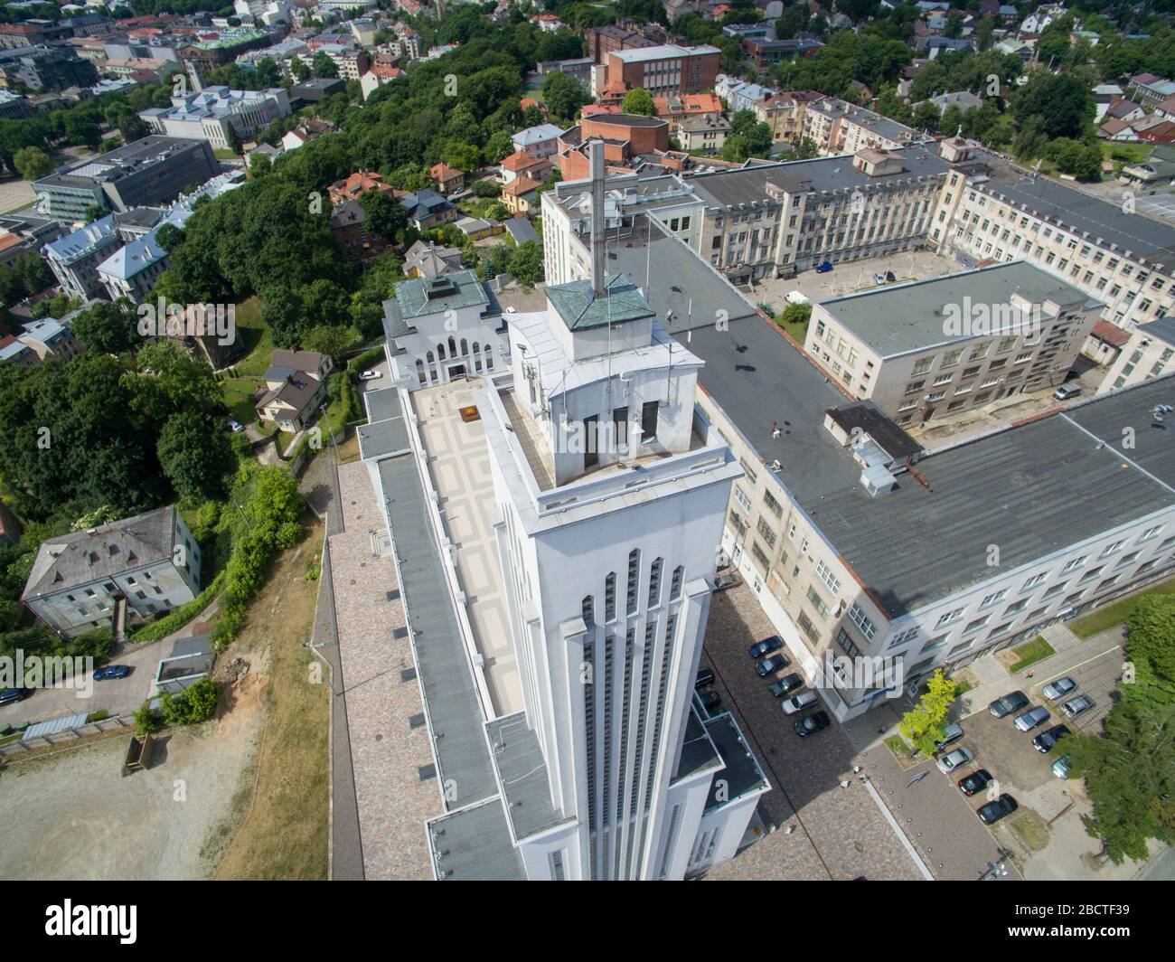 Aerial view of Christ's resurrection church in Kaunas, Lithuania Stock Photo