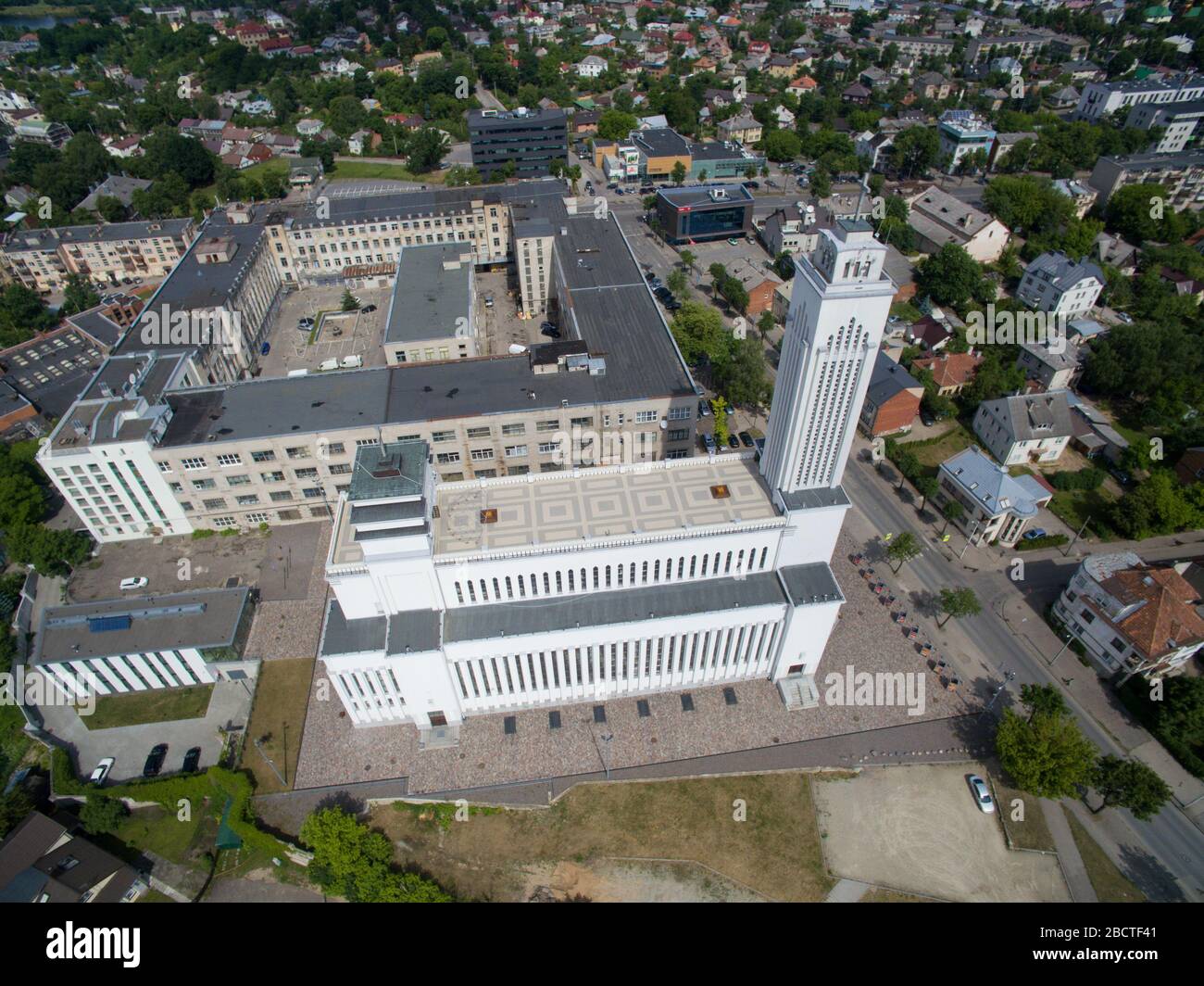 Aerial view of Christ's resurrection church in Kaunas, Lithuania Stock Photo