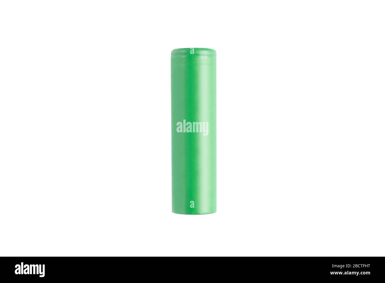 lithium-ion battery 18650. green battery isolated on a white background Stock Photo