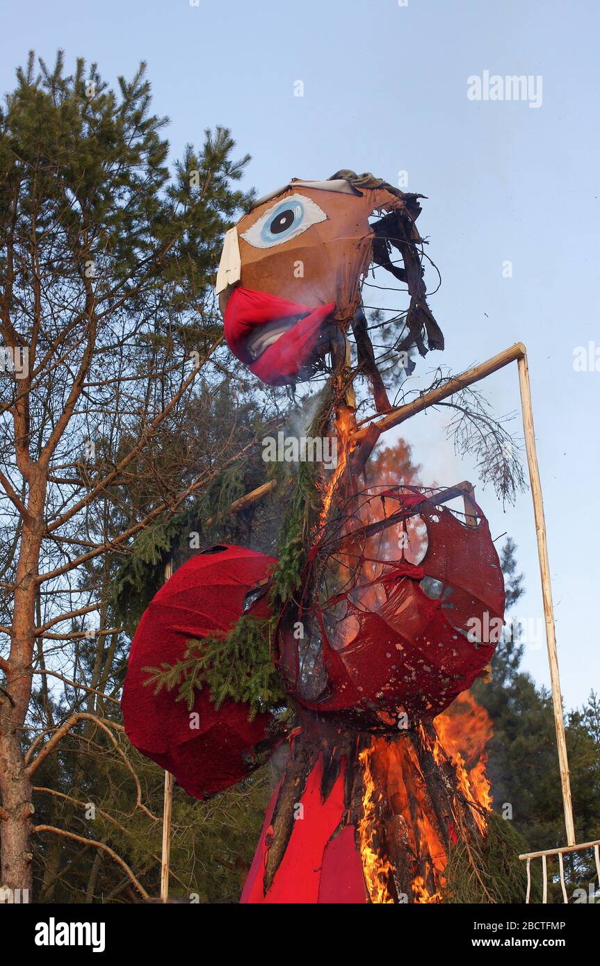 Traditional Lithuanian doll called More as a symbol of winter prepared to be burned in Uzgavenes Festival Stock Photo