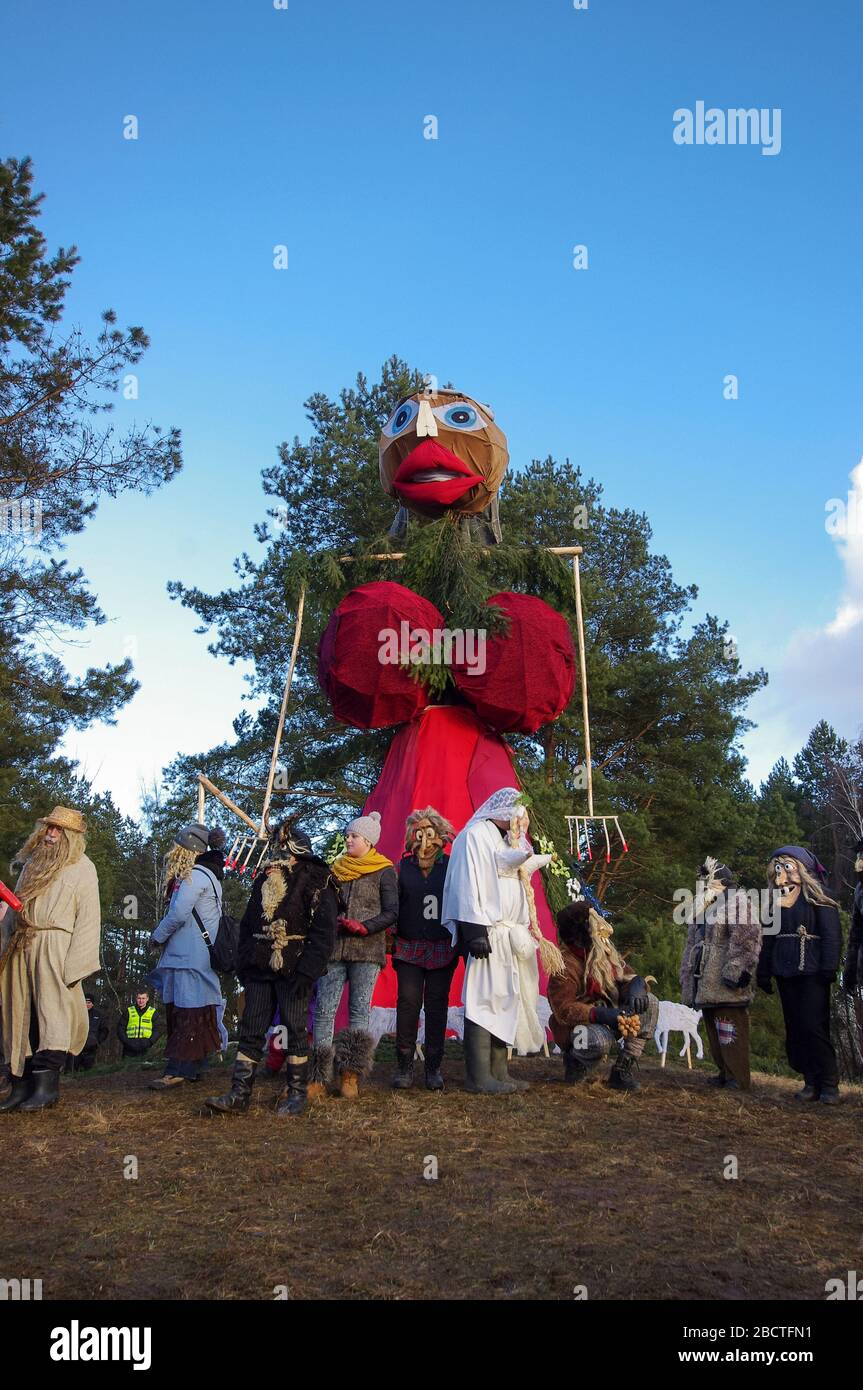 Traditional Lithuanian doll called More as a symbol of winter prepared to be burned in Uzgavenes Festival Stock Photo